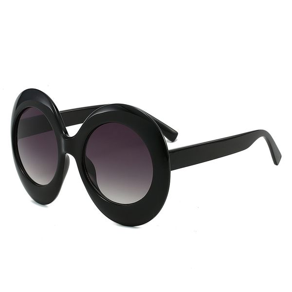 Vintage grandes lunettes de soleil rondes femmes noir dégradé surdimensionné lunettes de soleil femme mode luxe Sexy miroir nuances claires