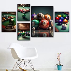 Vintage Billards Wall Pictures Snooker Canvas Pintura de carteles de deportes modernos de pelota impresiones para la sala de estar del club de pared decoración del hogar