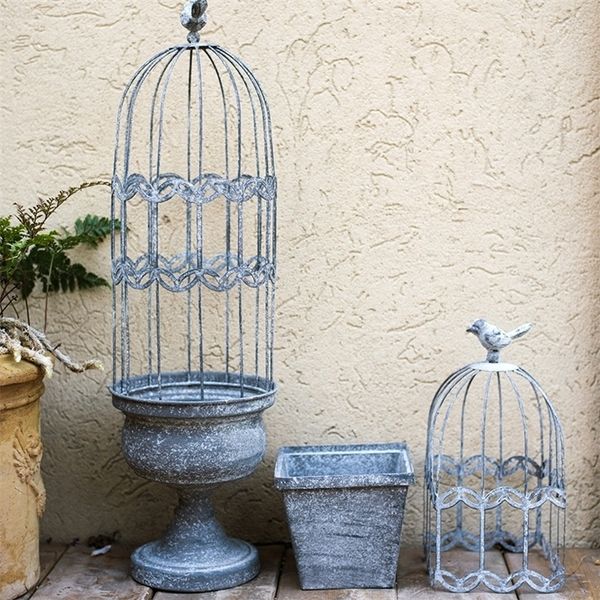 Vintage Bird Cage Flower Decoration Flower Pot Garden Courtyard Rural Garden Rustic Home Decor Vintage Home Decor 201212