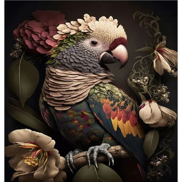Oiseaux vintage et fleurs toile peinture de paon perrock flamanto hibou gothique animal mur art affiche imprimer image pour décoration intérieure