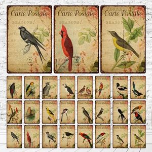 Vintage Birds Picture Metal Tin Sign Placa de pájaro retro Letrero de metal Etiqueta de la pared Etiqueta de animal Hombre Cueva Granja Decoración del hogar Placa personalizada Cartel de chapa Tamaño 30X20 w01