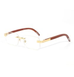 Lunettes de soleil carrées sans monture en corne de buffle marron noir vintage pour hommes lunettes de soleil en bois nuances en bois rétro pour lunettes de club d'été avec B2438942