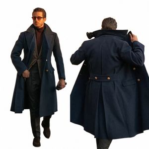 Vintage noir Angleterre style laine pardessus hommes épais sur mesure Peaked revers poche manteau décontracté hiver chaud manteau T2Nj #