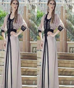 Vintage Zwarte Kanten Jurken Kaftan Arabische Jalabiya Marokkaanse Dubai Moslim 2019 Abaya In Dubai Lange Prom Maxi Avondjurk robe marr1750246