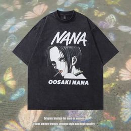 T-shirt surdimensionné noir vintage Comics japonais dessin animé oosaki nana imprimement graphique Tshirt 2024 HARAJUKU HIP HOP TEE TEE