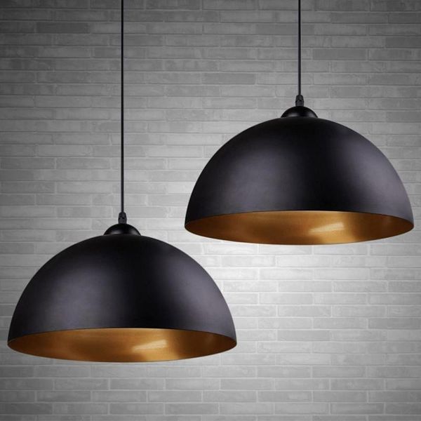 Vintage Black Pendant Lights American Amber Metal Lampe Bulbe Dinning Room Kitchen Home Decor Planetarium Lamps