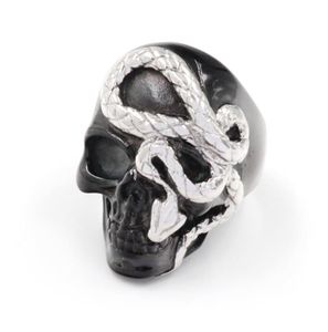 Anneau de crâne de couleur noire vintage pour hommes Hiphop cool punk gothique bancs de crâne de bijoux7108417