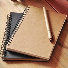 Vintage Lege Notebook Paper Black Kahki Soft Cover Sketch Diary Book Note voor Tekening Schilderen Studenten School kantoorbenodigdheden 220401