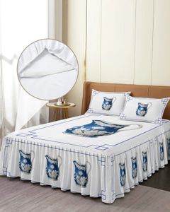 Jupe de lit de style chinois en porcelaine bleu et blanc vintage