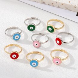 Vintage Blauwe Boze Oog Vinger Ring Voor Vrouwen Gift Sieraden Gekleurde Eenvoudige Turkse Lucky Eye Verstelbare Party Accessoires