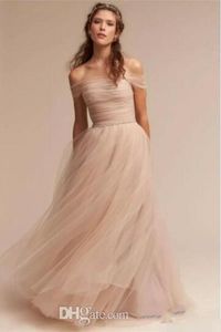 Vintage Blush 2023 Nouvelles robes de mariée BHLDN sur l'épaule délicate ceinture robes de mariée longueur de plancher gaine robe de mariée dos nu 1299