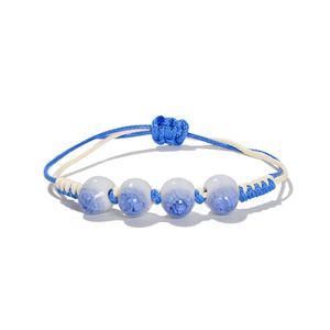 Vintage bohème perles en céramique bracelet mode ins designer tressé bracelet à breloques pour femme filles étudiants 20cm réglable