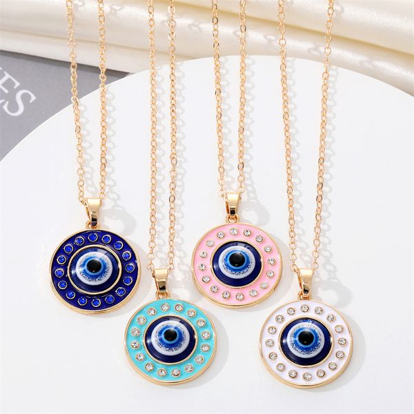 Vintage Boho mauvais œil collier pour femmes Couple cadeau ethnique alliage huile turquie bleu oeil pendentif chaîne tour de cou fête mariage bijoux