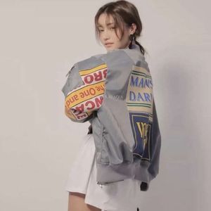 Bomber Veste vintage Ulzzang coréen rétro graphique zippreilleur