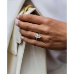 Vintage Boutique 3CT Ovale Diamant 10k Solid White Gold Moissanite Verlovingsring Bruiloft Bruidssieraden Moissanite ring