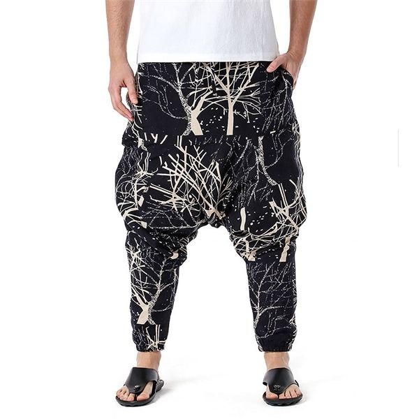 Branches Vintage Imprimer Coton Baggy Boho Yoga Harem Pantalons Hommes Joggers Pantalons de survêtement Hip Hop Streetwear Casual Pantalons de sport Mâle X0723