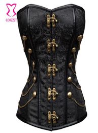 Brocade vintage Black Gothic Corset Burlesque Korsett pour femmes plus corsets et bustiers Vêtements Steampunk 3xl CORSELET4099162