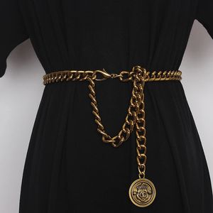 Chaîne de taille en alliage de bronze vintage pour femmes à grande taille réglable avec des dames Eurpoean Metal Belt 240401