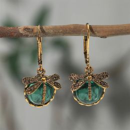 Pendientes de libélula de bronce vintage para mujeres niñas personalizadas tallado de metal pendientes de inyectores de bodas regalos de joyería