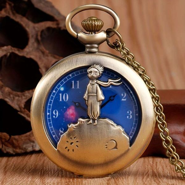 Montre de poche Vintage en Bronze, Design creux, collier Petit Prince, pendentif