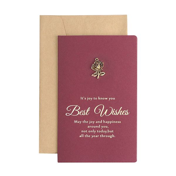 Carte de voeux en métal de Noël en bronzage vintage avec carte de voeux d'enveloppe un ensemble de cartes de Noël papier kraft de haute qualité # 02