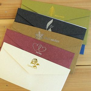 Cartes d'invitation bronzantes vintage Enveloppe en papier kraft Enveloppes de cartes d'invitation de visite Invitations de fête de mariage personnalisables VT1439