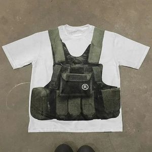 Vintage Bulletproof Vest Graphic t-shirts y2k tops dessin animé imprimé t-shirt surdimension