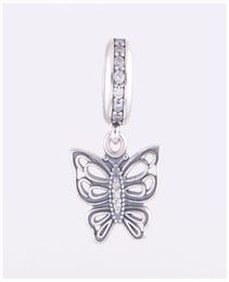 Pendants de charme de papillon vintage Authentiques 925 Sterlingsilverjewelry Pave Crystal Charms Beads BRACK BRACHO BRACHO