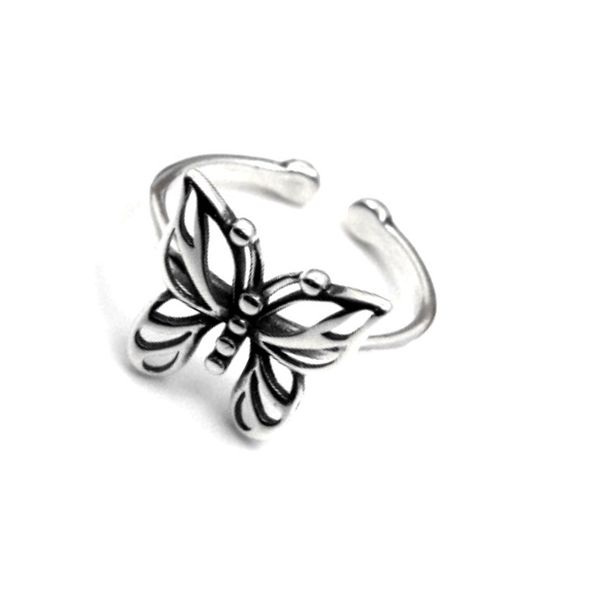 Anillo abierto de mariposa Vintage para mujer y niña, anillo de dedo con mariposa de insecto bonito, accesorios de joyería de moda para fiesta de regalo