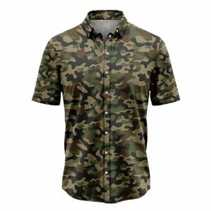 Chemises Camoue vintage pour hommes Tops à manches courtes Chemises 3D Sports de plein air Vêtements d'été surdimensionnés 5XL Vêtements de chasse pour hommes Y83E #