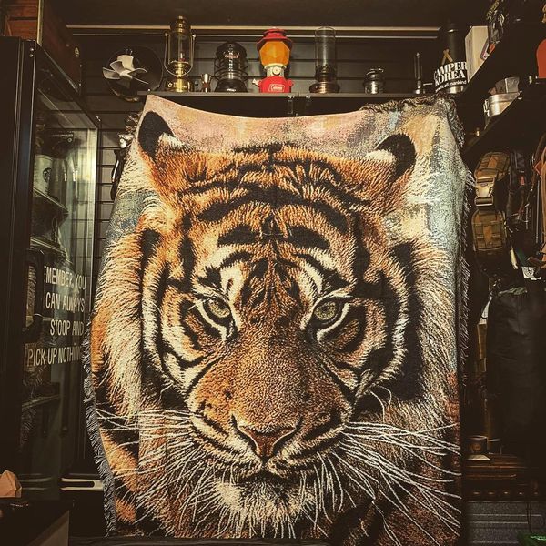 Couverture de voiture Vintage tête de tigre féroce tigre Art vent sable couverture de cheveux couverture Fine Layup couverture 3D tête de tigre couverture paquet