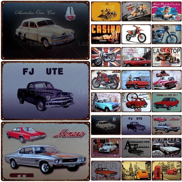 Vintage Car Motorcycle Garage Decoración Retro Poster Carteles de chapa Retro Metal Signs Plate Decoración del hogar Arte Pintura Placa 30X20cm W03