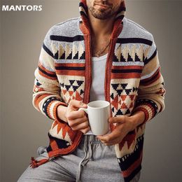 Cardigan Vintage pour hommes, pull décontracté, Jacquard, manteau tricoté, surdimensionné, à la mode, automne hiver, 220804
