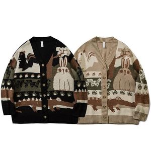 Vintage vest oversized trui nieuwe Japanse harajuku cartoon gebreide trui trui hiphop streetwear losse gebreide tops