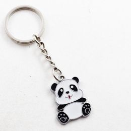 Vintage Cartoon Enamel Panda Keychain voor Keys Auto Key Ring Steampunk Punk Hip Hop Paar Pendant Key Chains Jewelry Kids Bijoux