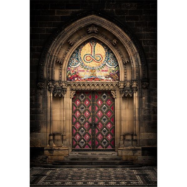 Fondos de fotografía de boda con puerta arqueada de Castillo Vintage pared de ladrillo de vinilo estilo antiguo fiesta de arquitectura europea fondos fotográficos temáticos