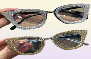 Marco de gafas de ojo de gato de vintage diseñador de marca retro Gafas de sol Silver Gold Gafas Plain Eye Gafas Eyeglasses8782293