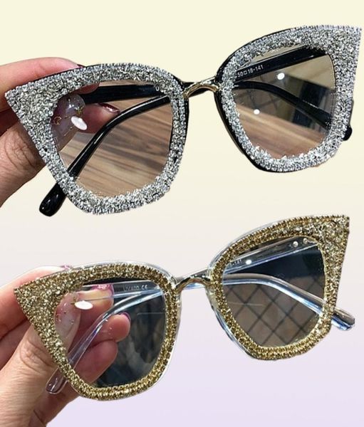 Vintage Cat Eye Lunets Frame Retro Female Brand Designer Gafas de Sol Silver Gold Plul Eyes Lunes Gafas Eyeglass8066055