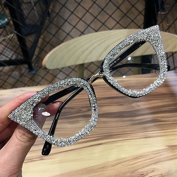 Vintage oeil de chat lunettes cadre rétro femme marque concepteur gafas De Sol argent or plaine lunettes Gafas eyeglasses193Z