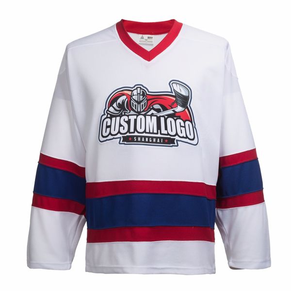 Jerseys de hockey CCM Vintage Nombre del logotipo personalizado Número de calidad blanca S-XXXXL