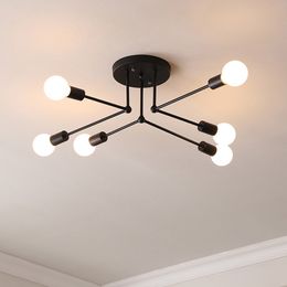 Vintage plafondlichten meerdere E27 lampbasis 6/8 hoofden zwart / wit voor woon eetkamer / slaapkamer LED plafonds lampen