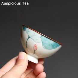 Taza de té de cerámica vintage taza de meditación personal pintada a mano Tazón de té maestro accesorios de set de boutique hechas a mano 240426