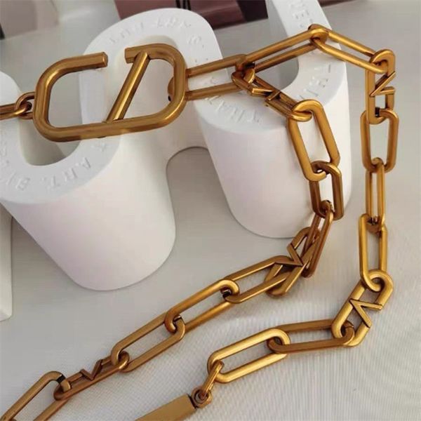 Cinturón de cadena Vintage para mujer, marca de lujo, cadena de cintura, pretina con letras de Metal, cinturones de diseñador para hombre, falda, regalo para madre, Ceinture