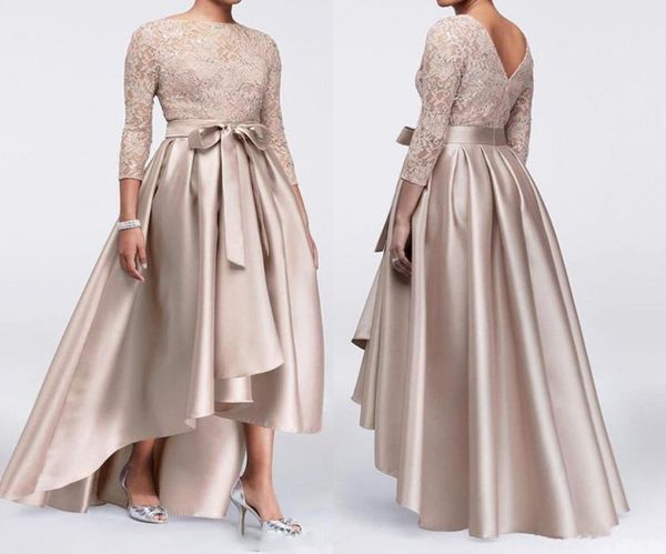 Винтажное кружевное платье цвета шампанского с аппликацией Aline, платья для матери невесты, дешевое атласное платье HLo размера плюс, элегантное вечернее платье для выпускного вечера ev5116433