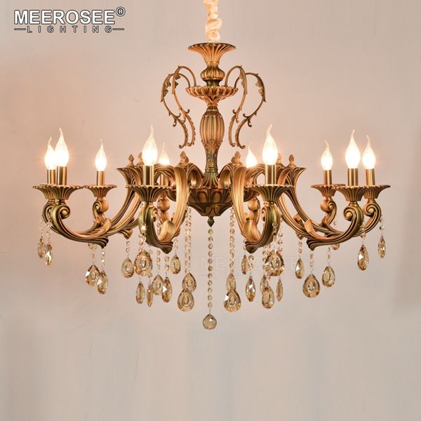 Lustre Vintage luminaire Antique en laiton cristal suspension Lustres éclairage intérieur pour salon chambre Foyer