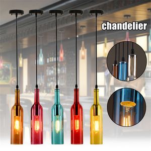 Lámpara de araña clásica E27 para botella de vino tinto, luz LED colgante de cristal para restaurante, cafetería, Bar, Hotel, lámparas colgantes para botellas de vino
