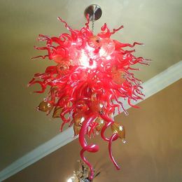 Vintage kroonluchters hanglampen rode amber gekleurde hand geblazen glas lustres luxe led kroonluchter verlichting armatuur lamparas 24 bij 36 inches