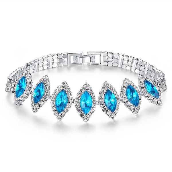 Vintage Charms Style Coréen Plaqué Or Bracelet En Cristal Bleu pour Femmes Bijoux Femme Chaîne Boucle Bracelet Est Facile à Porter Q0717