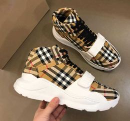 Vintage check katoenen sneakers luxe gestreepte ontwerper mannen gestreepte schoenen veter casual schoen high top check pandelen sneakers trainers berry bur bar sneakers