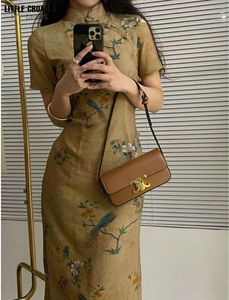 Vintage Cheongsam-jurk voor jonge dame Traditionele Chinese oude zijden schilderijen Kleding China Stijl Dagelijks gebruik Qipao Femme 240220